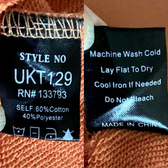 POL Embroidered Peace Sweatshirt V Neck Slit Back Long Sleeves Sz.L Papaya - Picture 11 of 13